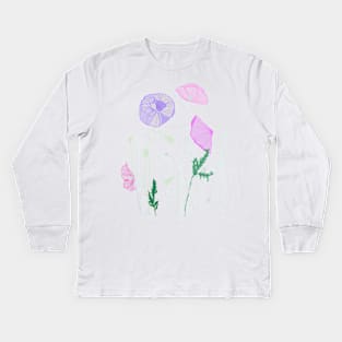 PINK POPPIES Kids Long Sleeve T-Shirt